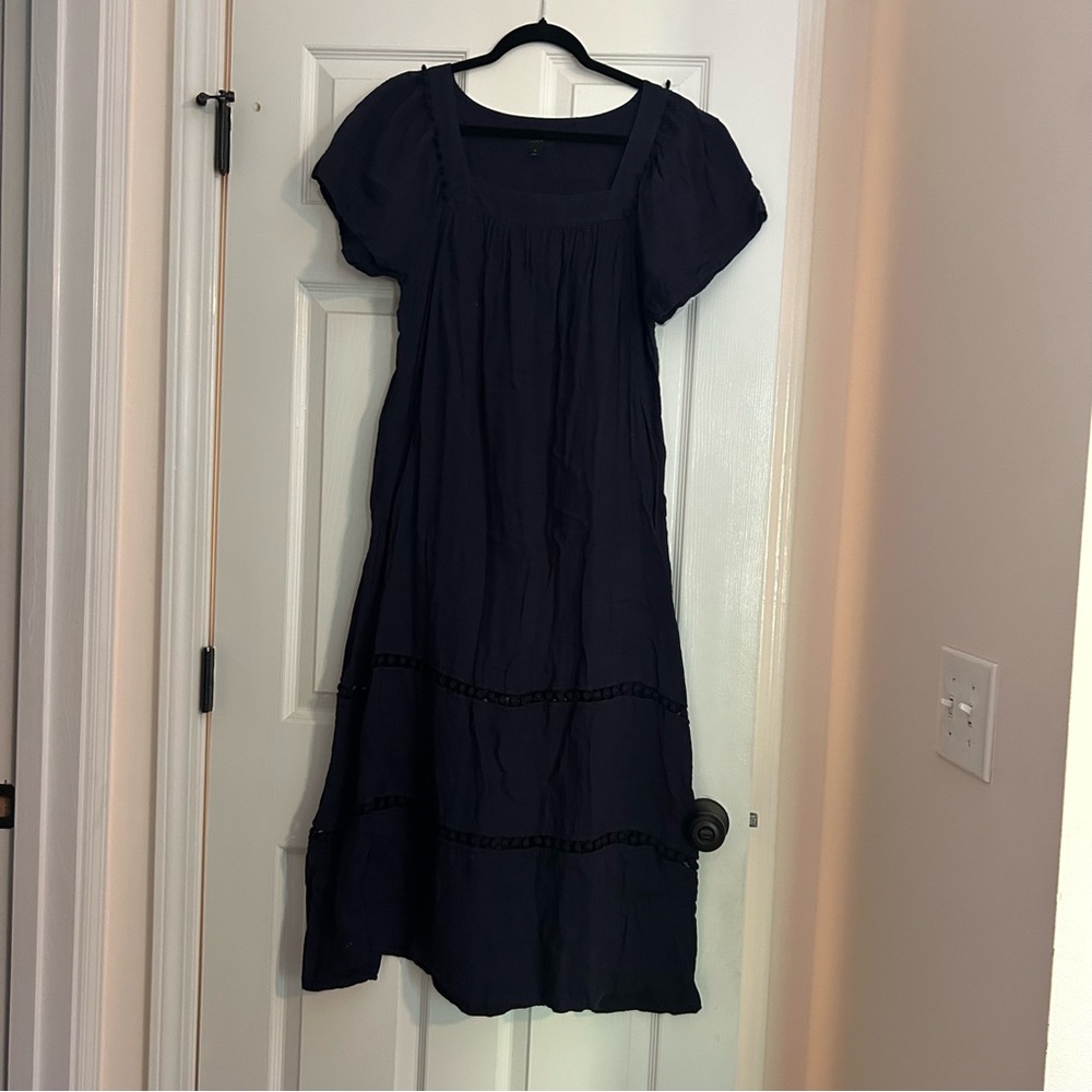 Navy J crew linen maxi dress; size: M